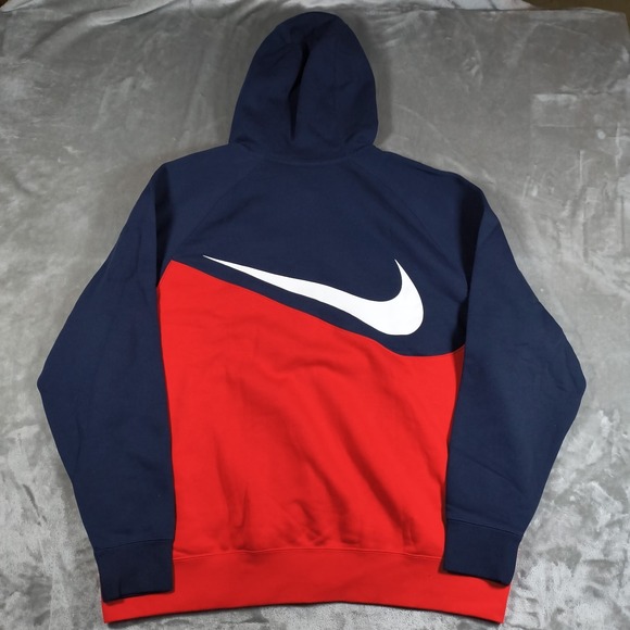 Nike Hoodie Mens XXL Red Blue Swoosh Full Zip Colorblock BV5237 658 New